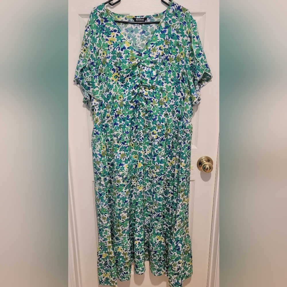 BloomChic Green and Blue Floral Maxi Dress